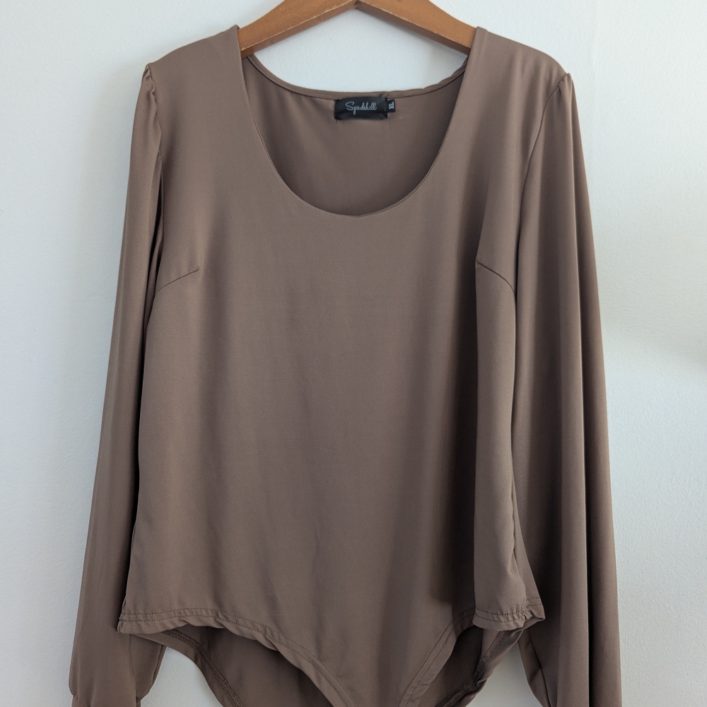Cupcakes & Cashmere Asymmetrical Brown Blouse